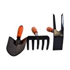 BAHÇE SETİ 3 LÜ KAZMA KÜREK TIRMIK SETİ BAHÇE EL KÜREĞİ HOBİ KÜREK SETİ