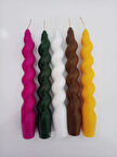 5'li Çok 5 Renkli Italyan Burgulu Şamdan Soya Mumu Doğal Kokulu Çubuk Konik Burgu Spiral Mum Dekoratif