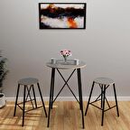  Bar Masası Bar Taburesi Mutfak Oval 2 Kişilik Yemek Masası Füme 1246