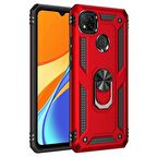 Smcase Xiaomi Redmi 9C Kılıf Vega Yüzüklü Çift Katmanlı Tank Kapak  Nano Ekran Koruyucu