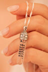 Zemzem Sulu Ayetel Kürsi Yazılı Kadın Gümüş Kolye Zincir