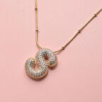 Kişiye Özel S Harfli Kolye Kadın Zirkon Taşlı Sarı Takı Hediyelik Aksesuar