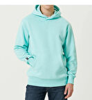 Turkuaz Organik Kapüşonlu Oversize 3 İplik İçi Polarlı Şardonlu Sweatshirt