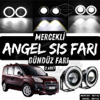 Fiat Doblo D3 2010-2015 Uyumlu Üniversal Mercekli Angel Sis Farı Metal Su Geçirmez 76 mm Beyaz Halkalı Gündüz Farı Angel Eyes 2 Adet