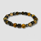 Uretti - Mine 3758 El Yapımı Doğal Taş Erkek Bileklik  Akik / Hematit