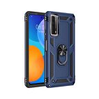 Smcase Huawei P Smart 2021 Kılıf Vega Yüzüklü Standlı Tank Kapak  Nano Ekran Koruyucu