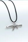 Pubg Keleş Ak-47 Kalaşnikof Kolye Deri İp Kolye Gümüş Kaplama Erkek Kadın Kolye
