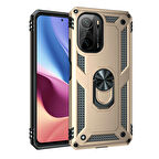 Smcase Xiaomi Redmi K40 Kılıf Vega Yüzüklü Tank Silikon  Nano Ekran Koruyucu