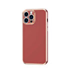 Gpack Apple iPhone 13 Pro Max Kılıf Bark Parlak Silikon Renkli Kenarları Rose