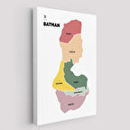 Harita Sepeti Batman İli ve İlçeler Haritası Dekoratif Kanvas Tablo 1286