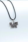 Black Pink Kolye Deri İp Kolye Gümüş Kaplama Erkek Kadın Kolye