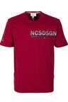 Erkek Tişört Bisiklet Yaka Bordo Slim Fit Baskılı T-shirt NCS JEANS 1296