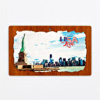 Özgürlük Heykeli Temalı Ahşap Fresco Tablo