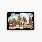 Endonezya Temalı Deri Magnet Ahşap Tabaka