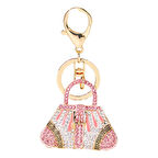Kristal Taşlı Çanta Anahtarlık Pembe No.1