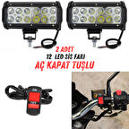 2 Adet 12 Ledli Motosiklet Scooter Uyumlu Led Sis Farı Açma Kapatma Tuşlu