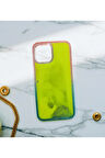 İphone 12 / 12 Pro Uyumlu Neon Bumper Parlayan Fosforlu Sarı Sulu Kılıf