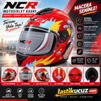 NCR Junior Çocuk Kaskı 802 (ECE-22.06) SPACE KIRMIZI GRAFİK