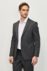 Erkek Antrasit Ekstra Slim Fit Dar Kesim Kırlangıç Yaka Diyagonal Desenli Takım Elbise