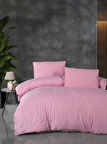 Lastikli Çarşaflı Tek Kişilik Nevresim Takımı Saten Pembe