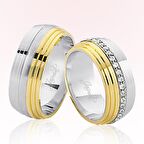 Ortası Taşlı Bombeli Altın Alyans 1305-2