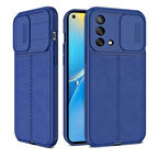 Gpack Oppo A74 4G Kılıf Kamera Sürgülü Deri Dokulu Mat Silikon