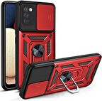 Gpack Samsung Galaxy A03S Kılıf Sert Silikon Tank Aramid Sürgülü Vega Yüzüklü