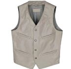 Vashion Hakiki deri gri yelek