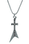 Pentagram Elektro Gitar Örme Zincir Kolye - Gümüş Kaplama - Erkek Kadın Kolye - No:1551