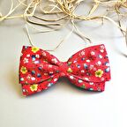 Kırmızı Renk Çiçek Desenli Klipsli Otantik Model Kadın Saç Tokası