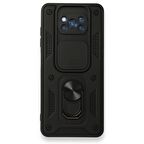 Smcase Xiaomi Poco X3 NFC Kılıf Kamera Korumalı Yüzüklü Tank Pars Silikon