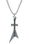 Manowar Elektro Gitar Örme Zincir Kolye - Gümüş Kaplama - Erkek Kadın Kolye - No:1555