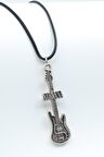 Nirvana Elektro Gitar Kolye Deri İp Kolye Gümüş Kaplama Erkek Kadın Kolye
