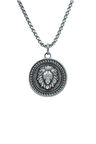 Aslan Kabartmalı Madalyon Örme Zincir Kolye - Gümüş Kaplama - Erkek Kadın Kolye - No:1586