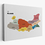 Harita Sepeti Elazığ İli ve İlçeler Haritası Dekoratif Kanvas Tablo 1331