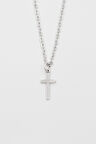 Minimalist Haç Kolye - Düz Ezme İthal Zincirli Unisex Gümüş Kaplama - 60 cm