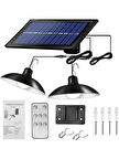 gaman Güneş Enerjili Kumandalı Işığı Kısılabilir Çift Başlıklı İç veya Dış Mekan Sarkıt Solar Led Lamba - Çardak Ledi Solar