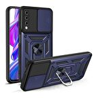 Smcase VİVO Y20s Kılıf Kamera Korumalı Yüzüklü Tank Pars Silikon