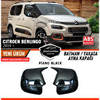 Citroen Berlingo Mk3 2019 Sonrası Uyumlu Batman Yarasa Ayna Kapağı Piano Black ABS Plastik Sağ Sol Takım