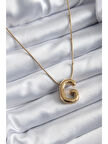Çelik Zincirli G Harfli Gold Renk Bubble Kolye