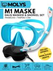 MOLYS M1 PROFESYONEL DALIŞ MASKESİ + MASKE KUTUSU + PRO FULL DRY TAM KURU ŞNORKEL + FREE DOM ANTI FOG BUĞU ÖNLEYİCİ FİLM