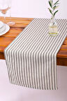 Gri Çizgili Keten Runner 40x150 Cm