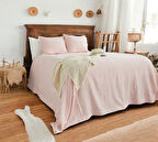 TOZ PEMBE EL YAPIMI BULDAN YATAK ORTUSU VE YASTIK KILIFI