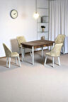 Florn Ceviz 80 x 132 Açılabilen MDF Masa Metal Ayaklı Mutfak Masası Takımı 4 Krem Sandalye