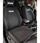 BWM Nakışlı Ön İkili Oto Koltuk Minderi 2 Adet Boyun Yastığı 2 Adet Kemer Pedi SİYAH