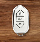 Togg T10x Uyumlu Anahtar Koruma kılıfı Beyaz / Gümüş Detaylı Lütfen Anahtar Teyiti Yapınız