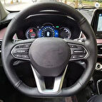 Hyundai Santa Fe 2019-2020 Araca Özgü Dikmeli Direksiyon Kılıfı SİYAH