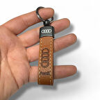Audi Yazılı Ve Logolu Anahtarlık (KAHVERENGİ) TERMO DERİ