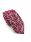  Açık Bordo Beyaz Desenli Slim Kravat