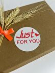 Just For You Kalın yazı Kalpli Yuvarlak Yapışkanlı Etiket 5x5 cm 100 adet